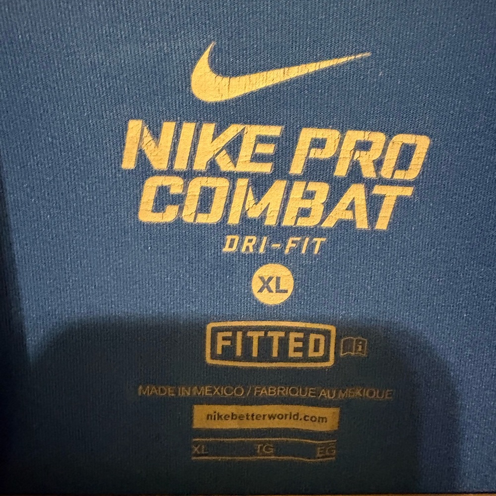 Nike Blue Long Sleeve Dri-FIT Pro Combat Shirt XL - Picture 4 of 5